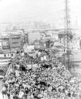 Striking Asturian miners demostrate in 1962