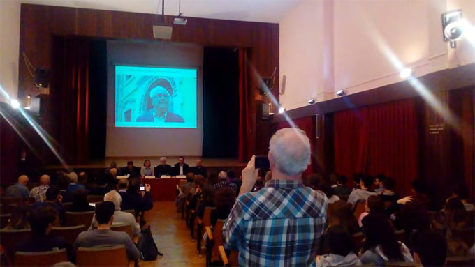 Homenaje a David Ruiz en el cincuenta aniversario de la publicación de su tesis doctoral, Oviedo, 12 de abril de 2018 [Foto: Fundación Juan Muñiz Zapico - CCOO de Asturias]